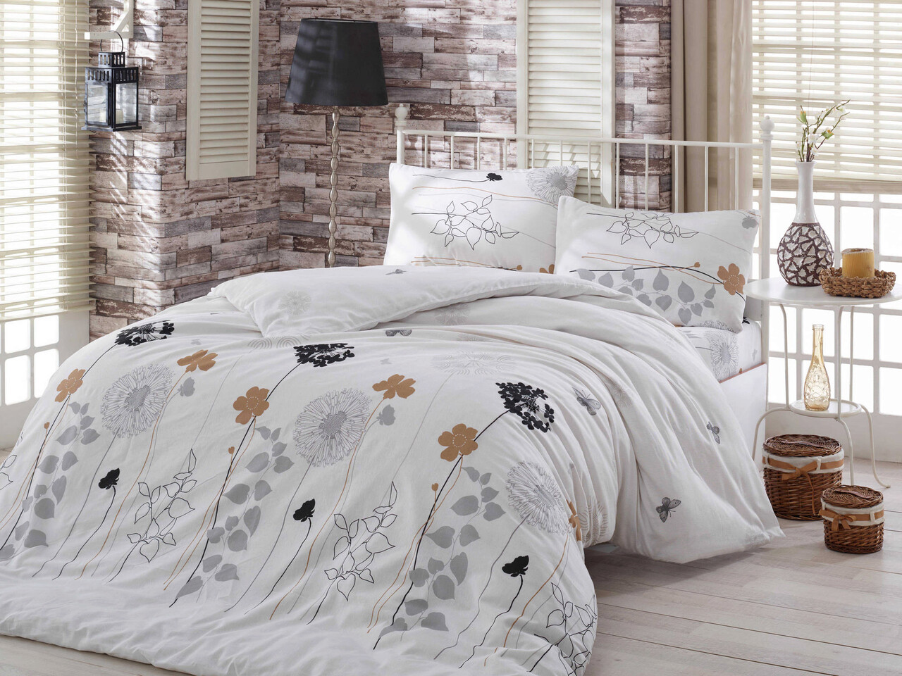 Lenjerie de pat pentru o persoana, L'essentiel Maison, Atlantis, White / Grey / Black / Brown - imagine 6